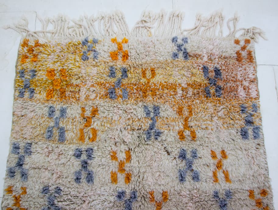 Blue And Orange Beni Ourain Rug