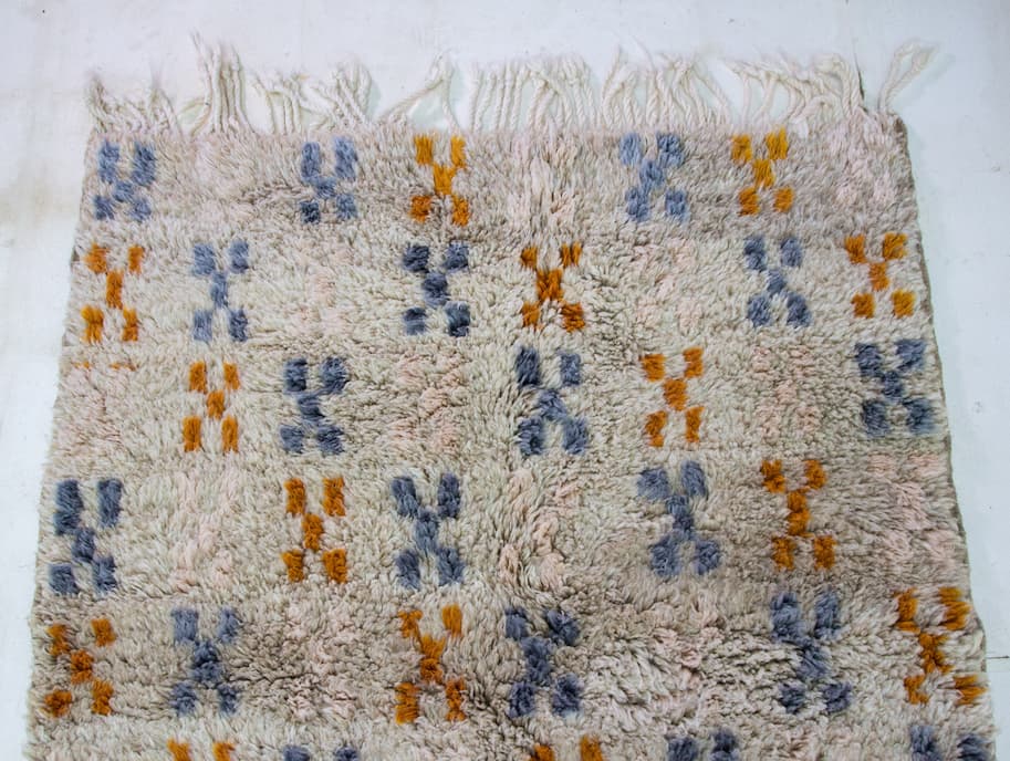Blue And Orange Beni Ourain Rug