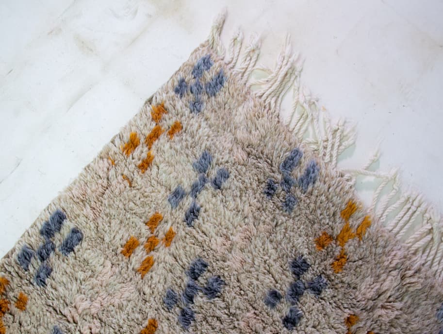 Blue And Orange Beni Ourain Rug