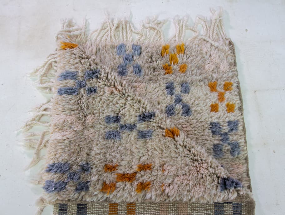 Blue And Orange Beni Ourain Rug