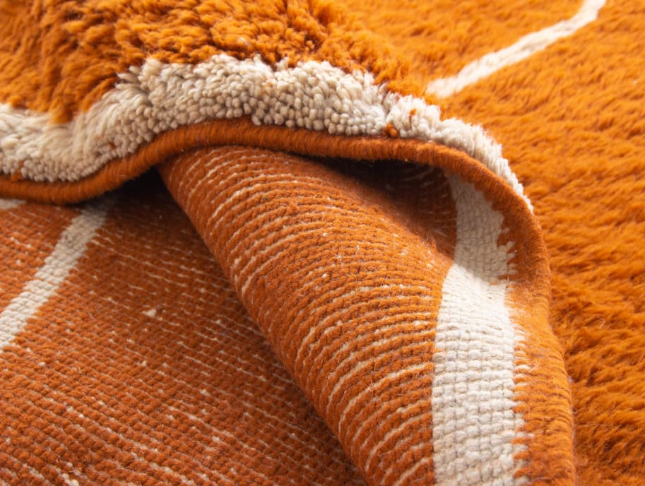 Orange And White Beni Ouarain Rug