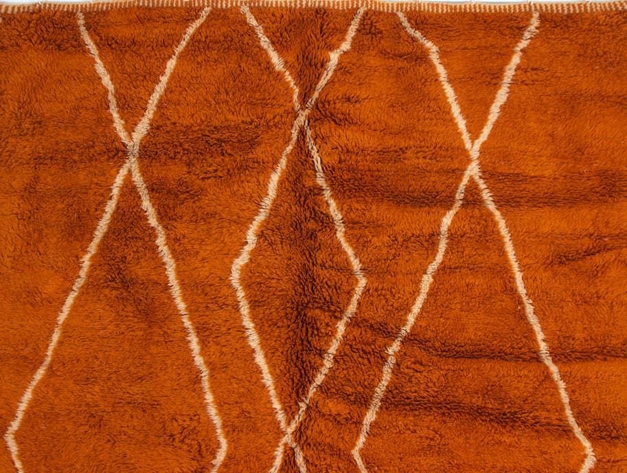 Orange And White Beni Ouarain Rug