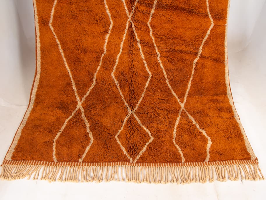 Orange And White Beni Ouarain Rug
