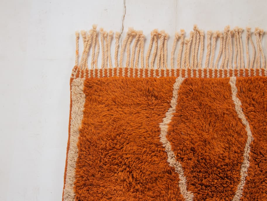Orange And White Beni Ouarain Rug