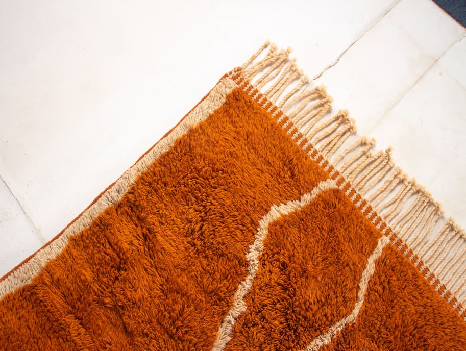 Orange And White Beni Ouarain Rug