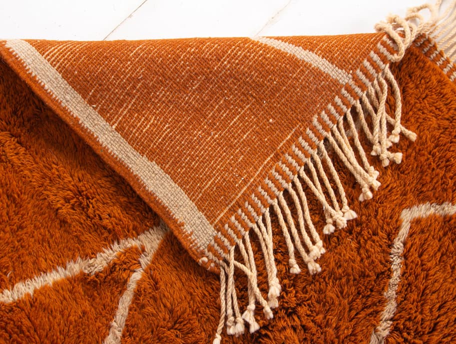Orange And White Beni Ouarain Rug