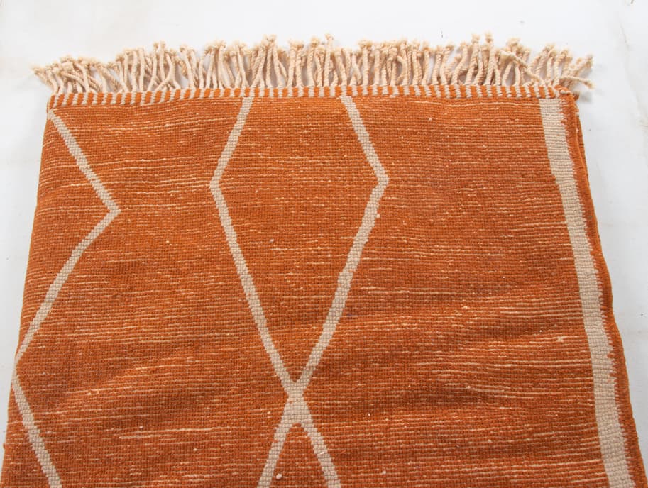 Orange And White Beni Ouarain Rug