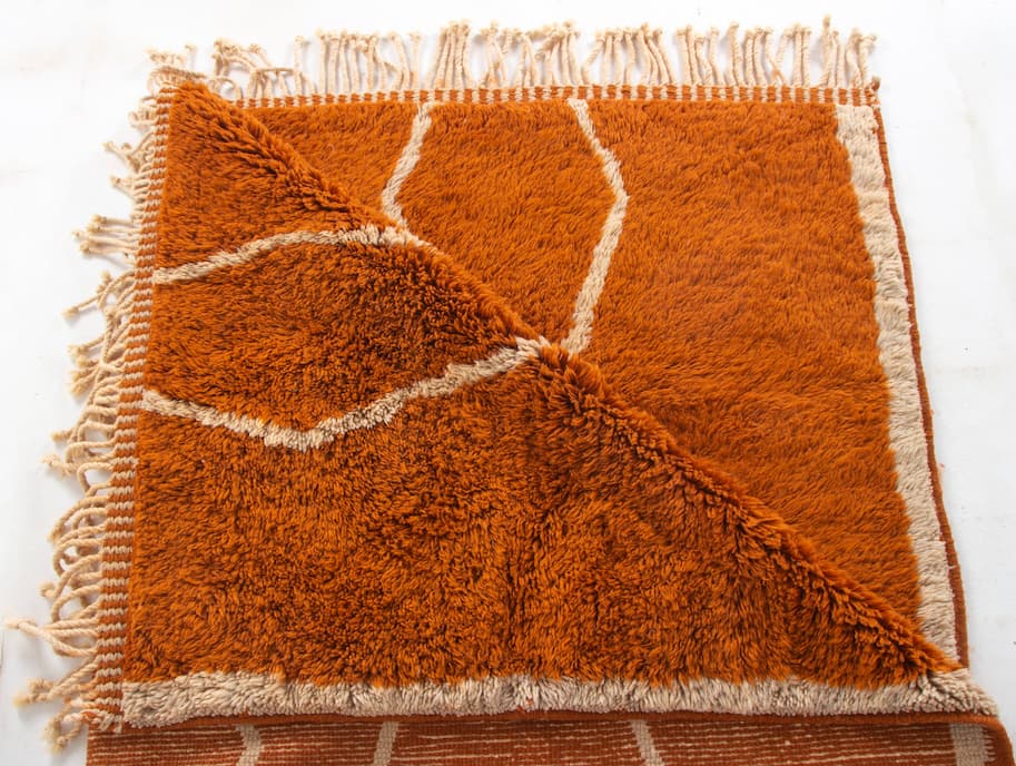 Orange And White Beni Ouarain Rug