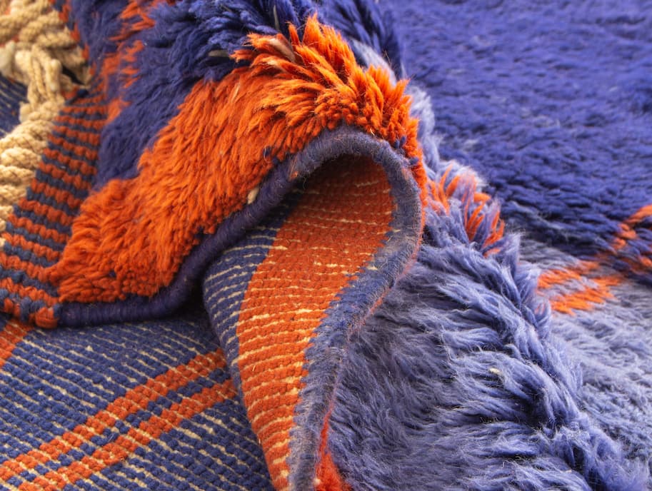 Blue And Red Beni Ouarain Rug