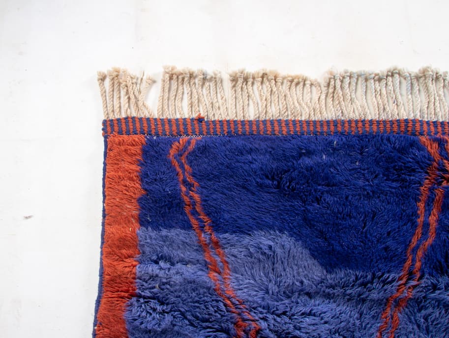 Blue And Red Beni Ouarain Rug