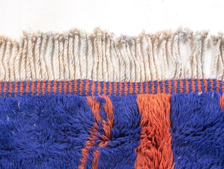 Blue And Red Beni Ouarain Rug