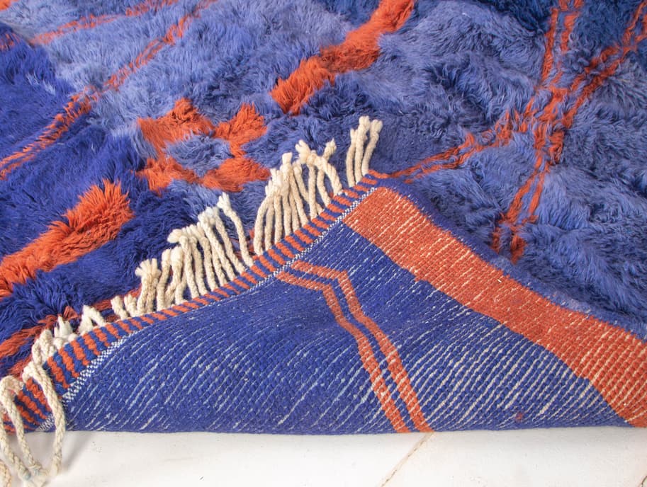 Blue And Red Beni Ouarain Rug