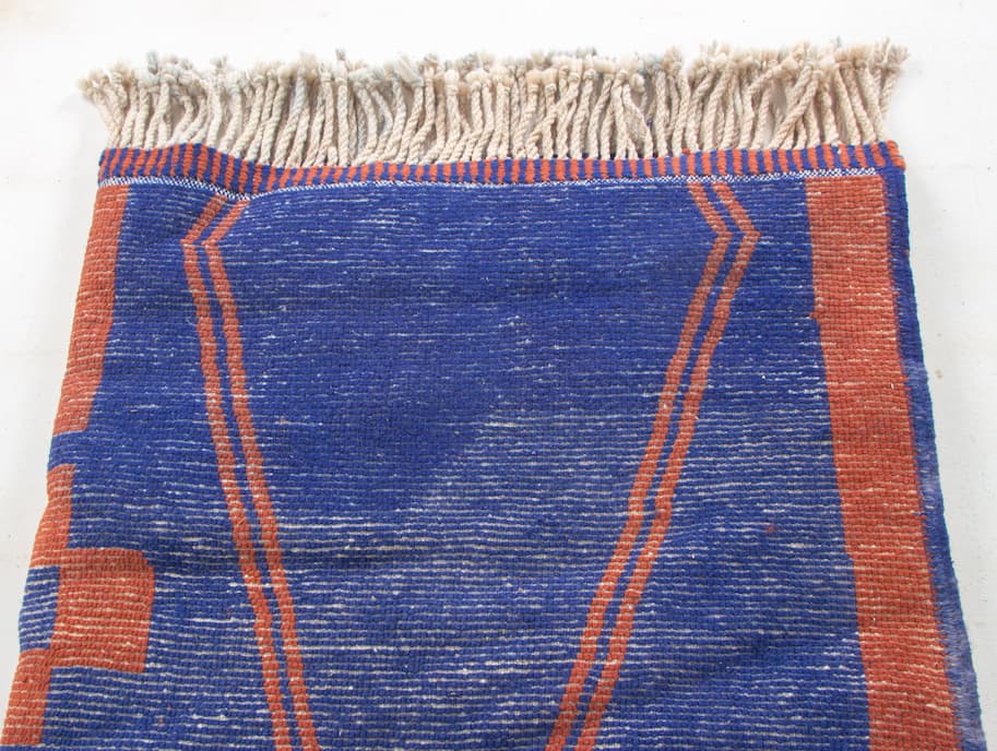 Blue And Red Beni Ouarain Rug