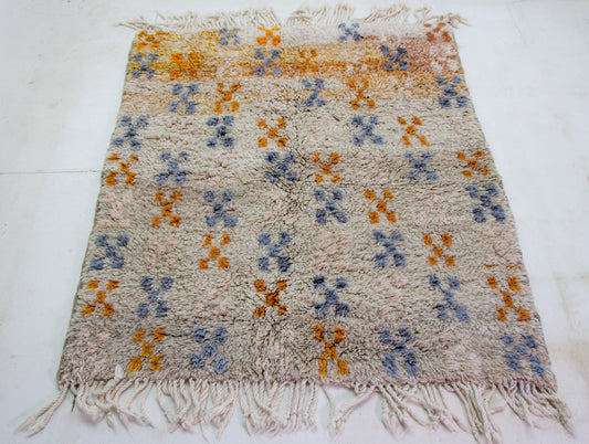 Blue And Orange Beni Ourain Rug