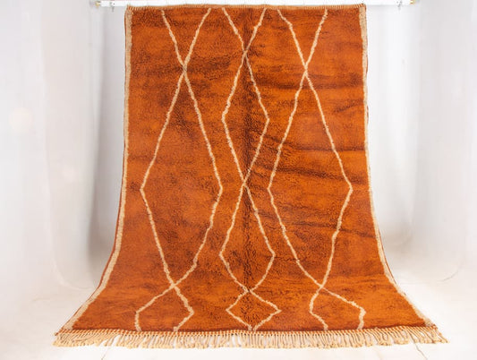 Orange And White Beni Ouarain Rug