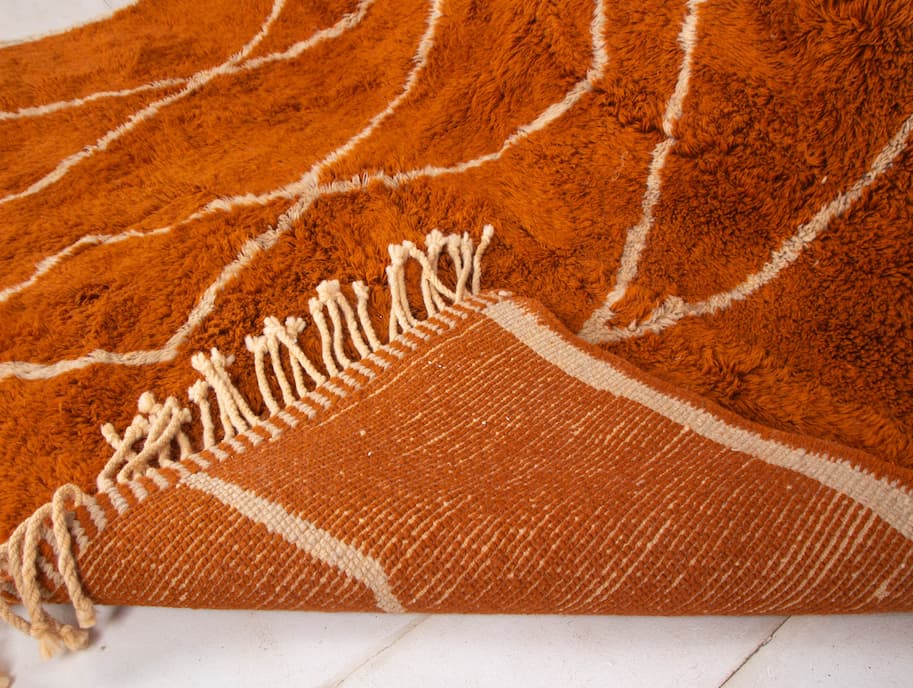 Orange And White Beni Ouarain Rug